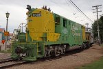 Illinois Terminal 1605 poses with the Caboose Train after disembarking the last run of the weekend